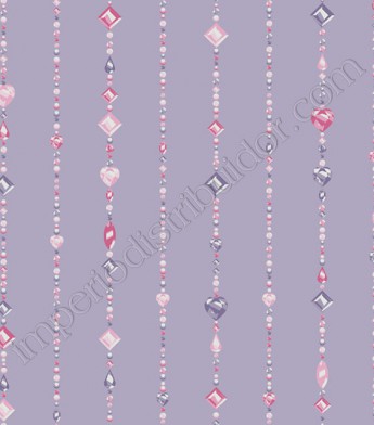 PÁG. 008 - Papel de Parede Vinílico Disney York (Americano) - Pedrinhas Preciosas Princesas  (Lilás/ Tons de Rosa)