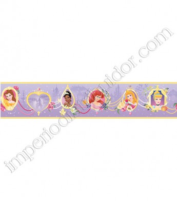 PÁG. 019 - Faixa Vinílica Disney York (Americano) - Princesas Disney (Lilás/ Amarelo)