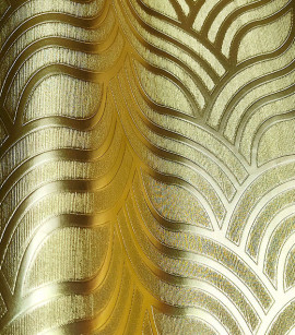 PÁG. 02 - Papel de Parede Vinílico Enchantment (Americano) - Ondas (Dourado/ Detalhes Dourado Metálico)
