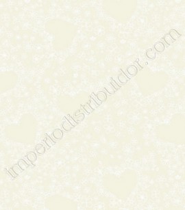 PÁG. 027 - Papel de Parede Vinílico Disney York (Americano) - Floral, Borboletas e Corações (Bege/ Branco/ Brilho Perolado)