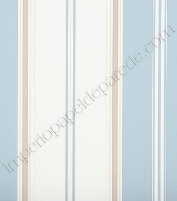 PÁG. 03 - Papel de Parede Vinílico Classic Stripes (Americano) - Listras (Azul Claro/ Tons de Bege/ Branco)