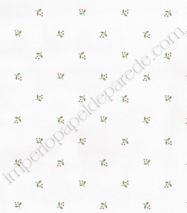 PÁG. 03 - Papel de Parede Vinílico Fragrant Roses (Chinês) - Florzinhas (Vermelho/ Verde/ Branco)