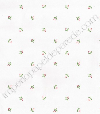 PÁG. 03 - Papel de Parede Vinílico Fragrant Roses (Chinês) - Florzinhas (Vermelho/ Verde/ Branco)