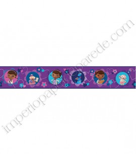 PÁG. 036 - Faixa Vinílica Decorativa Disney York II (Americano) - Doutora McStuffins (Tons de Roxo/ Tons de Azul/ Rosa)