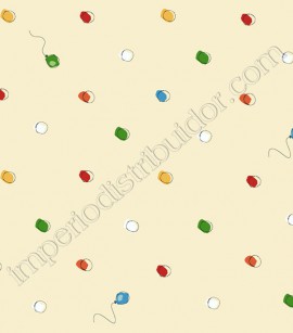 PÁG. 042 - Papel de Parede Vinílico Disney York (Americano) - Poá e Balões (Colorido/ Creme)