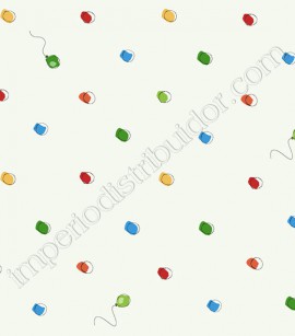 PÁG. 046 - Papel de Parede Vinílico Disney York (Americano) - Poá e Balões (Branco/ Colorido)