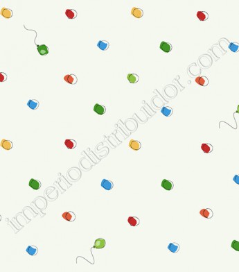 PÁG. 046 - Papel de Parede Vinílico Disney York (Americano) - Poá e Balões (Branco/ Colorido)