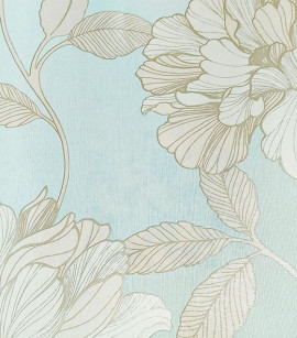PÁG. 05 - Papel de Parede Vinílico Enchantment (Americano) - Floral (Azul Claro/ Bege/ Creme/ Detalhes Perolados/ Detalhes com Leve Brilho)