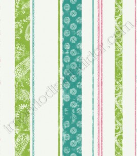 PÁG. 072 - Papel de Parede Vinílico Disney York (Americano) - Listras Estampadas (Branco/ Azul/ Verde/ Rosa)