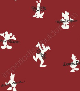 PÁG. 095 - Papel de Parede Vinílico Disney York (Americano) - Turma do Mickey (Vermelho/ Branco/ Preto)