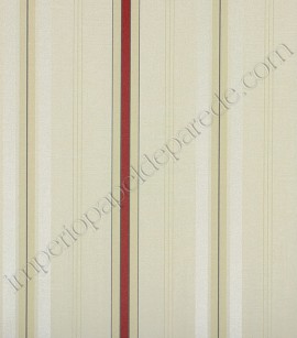 PÁG. 10 - Papel de Parede Vinílico Classic Stripes (Americano) - Listras (Tons de Bege/ Vermelho Escuro/ Detalhes com Leve Brilho)