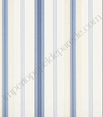 PÁG. 12 - Papel de Parede Vinílico Classic Stripes (Americano) - Listras (Tons de Azul/ Cor Crú/ Detalhes com Leve Brilho Perolado)