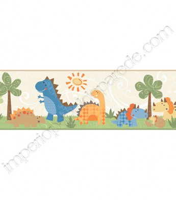 PÁG. 126 - Faixa Vinílica Decorativa Peek-a-Boo (Americano) - Dinossauros (Bege/ Colorido)