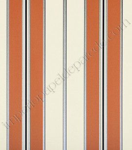 PÁG. 19 - Papel de Parede Vinílico Classic Stripes (Americano) - Listras (Laranja Escuro/ Creme/ Prata)