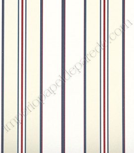 PÁG. 21 - Papel de Parede Vinílico Classic Stripes (Americano) - Listras (Azul Petróleo/ Vermelho/ Branco/ Off-White)