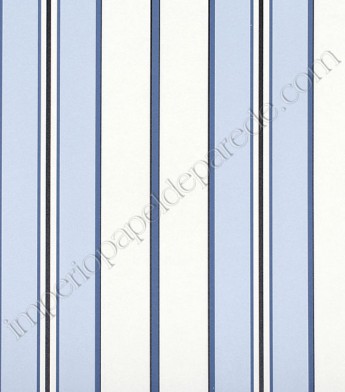 PÁG. 22 - Papel de Parede Vinílico Classic Stripes (Americano) - Listras (Tons de Azul/ Branco/ Preto)