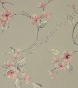 PÁG. 30 - Papel de Parede Vinílico Bright Wall (Americano) - Floral Delicado (Cor Camurça/ Rosa Coral/ Verde/ Detalhes com Brilho Cintilante)