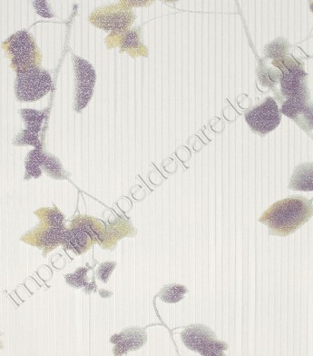 PÁG. 35 - Papel de Parede Vinílico Italiana Vera (Italiano) - Floral Texturizado (Violeta/ Amarelo/ Verde/ Champagne/ Detalhes com Leve Brilho Glitter)