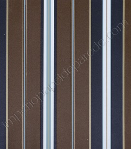 PÁG. 38 - Papel de Parede Vinílico Classic Stripes (Americano) - Listras (Tons de Azul/ Marrom Escuro/ Detalhes com Brilho Dourado)