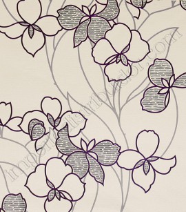 PÁG. 44 - Papel de Parede Vinílico Tropical Texture (Chinês) - Floral (Bege/ Lilás Acinzentado/ Roxo)