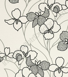 PÁG. 47 - Papel de Parede Vinílico Tropical Texture (Chinês) - Floral (Tons de Cinza/ Preto)