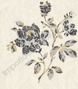 PÁG. 49 - Papel de Parede Vinílico Sprint (Italiano) - Floral Estilizado (Off-White/ Preto/ Prata/ Dourado/ Detalhes com Glitter)