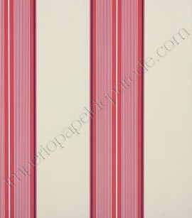 PÁG. 50 - Papel de Parede Vinílico Classic Stripes (Americano) - Listras (Bege Médio/ Vermelho/ Tons de Azul)