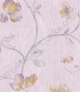 PÁG. 56 - Papel de Parede Vinílico Motivi (Italiano) - Floral (Tons de Lilás/ Detalhes em Dourado/ Perolado/ Leve Brilho)