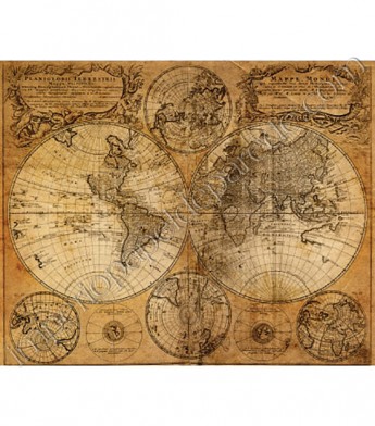 PÁG. 57A - Painel de Parede Steampunk (Inglês) - Mapa Mundi Antigo (Map) 6 Partes