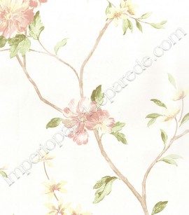 PÁG. 59 - Papel de Parede Vinílico Fragrant Roses (Chinês) - Flores e Pássaros (Rosa/ Amarelo/ Verde/ Azul/ Branco)