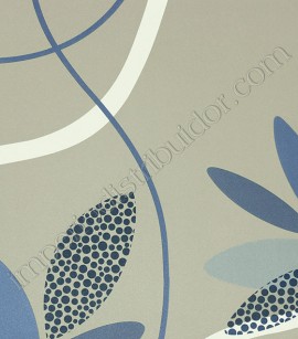 PÁG. 61 - Papel de Parede Vinílico Tropical Texture (Chinês) - Folhagem (Tons de Azul/ Bege Acinzentado/ Creme/ Detalhes com Leve Brilho)