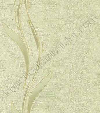 PÁG. 69 - Papel de Parede Vinílico Vanity (Italiano) - Folhas (Leve Verde/ Tons de Bege/ Dourado/ Detalhes Metalizados)