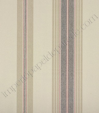 PÁG. 70 -  Papel de Parede Vinílico Classic Stripes (Americano) - Listras (Tons de Bege Acinzentado/ Cinza Escuro/ Vinho)