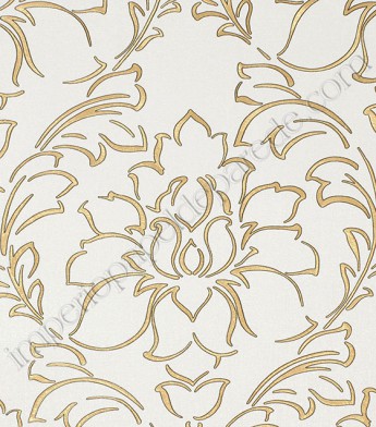 PÁG. 74 - Papel de Parede Vinílico Italiana Vera (Italiano) - Floral Estilizado (Dourado/ Branco/ Detalhes com Relevo/ Detalhes com Brilho)