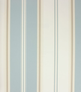 PÁG. 03 - Papel de Parede Vinílico Classic Stripes (Americano) - Listras (Azul Claro/ Tons de Bege/ Branco)