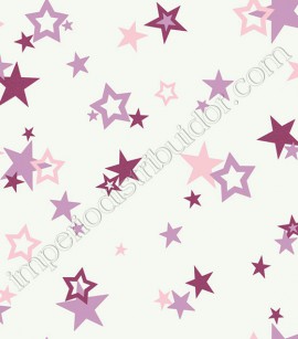 PÁG. 110 - Papel de Parede Vinílico Girl Power (Americano) - Estrelinhas (Branco/ Tons de Rosa/ Lilás/ Detalhes com Brilho Glitter)