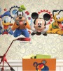 PÁG. 121 - Papel de Parede Vinílico Disney York II (Americano) - Engrenagens e Mickey (Azul/ Cinza/ Creme)