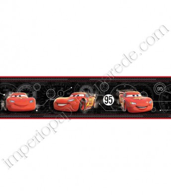 PÁG. 177 - Faixa Vinílica Decorativa Disney York II (Americano) - Carros (Preto/ Vermelho/ Cinza)