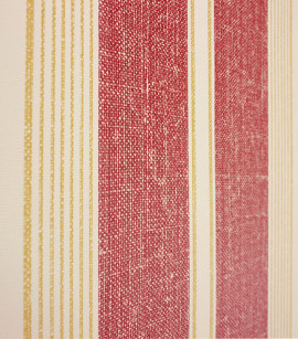 PÁG. 29 - Papel de Parede Vinílico Classic Stripes (Americano) - Listras com Imitação de Textura (Vermelho Tijolo/ Ocre/ Creme)