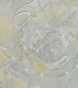 PÁG. 42B - Painel de Parede Vinílico Roberto Cavalli 3 (Italiano) - Floral Artístico Luxo (Detalhes com Aplicação de 6000 Cristais)