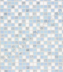 PÁG. 50 - Papel de Parede Vinílico Rustic Country (Americano) - Imitação Pastilhas (Tons de Azul/ Branco)