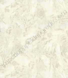 PÁG. 68 - Papel de Parede Vinílico Roberto Cavalli 2 (Italiano) - Pintura Floral (Off-White/ Leve Cinza Claro/ Detalhes com Brilho e Relevo)