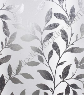 PÁG. 90 - Papel de Parede Vinílico English Florals (Inglês) - Folhas em Degradê (Tons de Cinza/ Detalhes com Brilho)