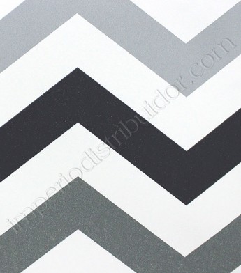 PÁG. 113 - Papel de Parede Chevron - Importado Lavável - Coleção Classic Designs (Preto/ Branco/ Cinza/ Com Brilho)