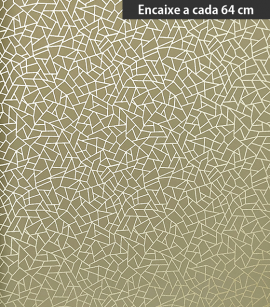 PÁG. 37 - Papel de Parede Craquelê Bege Escuro Acinzentado e Dourado (Brilho) - Coleção Neo Geometric - Semi-Vinílico