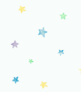 PÁG. 46 - Papel de Parede Estrelas Cinza e Colorido - Coleção Hello Kids - Vinílico Importado