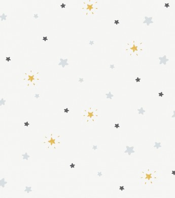 PÁG. 27 - Papel de Parede Infantil Estrelas Cinza e Amarelo - Coleção Fofura Baby - Vinílico Importado