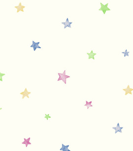 PÁG. 42 - Papel de Parede Estrelas Off-White e Colorido - Coleção Hello Kids - Vinílico Importado