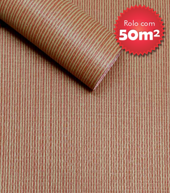 Papel de Parede Fibra de Vidro Riscas Pure Terracota - Coleção Fiber Sofisticado – Lavável - Rolo com 50 Metros