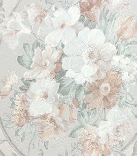 PÁG. 38 - Papel de Parede Floral Bege Claro e Rose (Brilho e leve relevo) - Coleção Dolce Vita - Vinílico Lavável